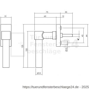 Intersteel Living 6156 Fenstergriff L-Modell auf rechteckiger Rosette Edelstahl schwarz - D26010338 - afbeelding 3