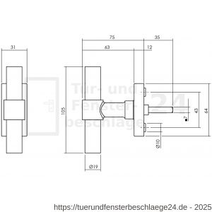Intersteel Living 6156 Fenstergriff T-Modell auf rechteckiger Rosette Edelstahl schwarz - D26010339 - afbeelding 2