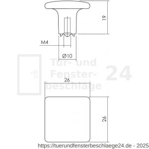 Intersteel Living 8478 Möbelknopf quadratisch 26 mm Schwarz - D26009218 - afbeelding 2