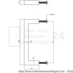 Intersteel Living 8927 Möbelgriff quadratisch 12x12x108 mm Bohrmaß 96 mm schwarz - D26009224 - afbeelding 2