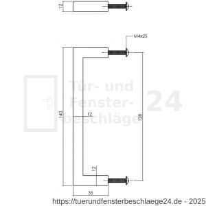 Intersteel Living 8927 Möbelgriff quadratisch 12x12x140 mm Bohrmaß 128 mm zwart - D26009225 - afbeelding 2