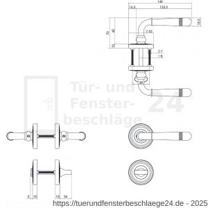 Intersteel Living 1725 Türdrücker Helena auf Rosette 55x10 mm mit Bad-WC 8 mm Stift Garnitur Messing brüniert - D26008350 - afbeelding 2