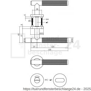 Intersteel Living 1269 Türdrücker Rombo auf Rosette 53x8 mm mit Bad-WC 8 mm Stift anthrazitgrau - D26010357 - afbeelding 2