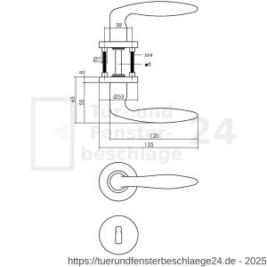 Intersteel Living 1281 Türdrücker Jupiter auf Rosette 53x8 mm mit BB Rosetten anthrazitgrau - D26010367 - afbeelding 2