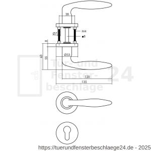 Intersteel Living 1281 Türdrücker Jupiter auf Rosette 53x8 mm mit PZ Rosetten anthrazitgrau - D26010368 - afbeelding 2