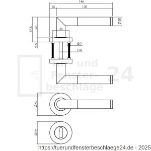 Intersteel Living 1693 Türdrücker Bastian auf runde Rosette 52x10 mm mit BB-Rosetten anthrazitgrau - D26010372 - afbeelding 2
