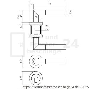 Intersteel Living 1693 Türdrücker Bastian auf runde Rosette 52x10 mm mit PZ-Rosetten anthrazitgrau - D26010373 - afbeelding 2