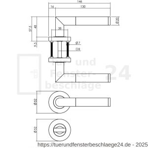 Intersteel Living 1693 Türdrücker Bastian auf runde Rosette 52x10 mm mit Bad-WC 8 mm stift anthrazitgrau - D26010374 - afbeelding 2