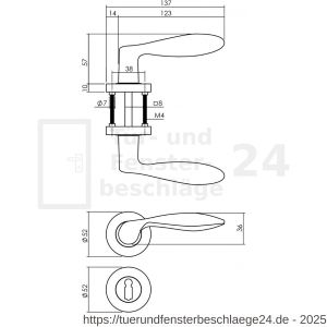 Intersteel Living 1695 Türdrücker George auf runde Rosette 52x10 mm mit BB-Rosetten anthrazitgrau - D26010377 - afbeelding 2