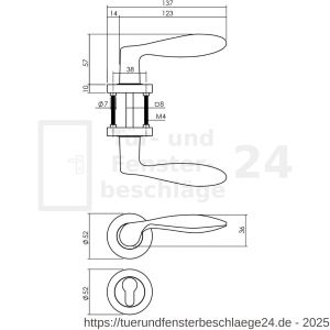 Intersteel Living 1695 Türdrücker George auf runde Rosette 52x10 mm mit PZ-Rosetten anthrazitgrau - D26010378 - afbeelding 2