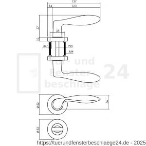 Intersteel Living 1695 Türdrücker George auf runde Rosette 52x10 mm mit Bad-WC 8 mm stift anthrazitgrau - D26010379 - afbeelding 2