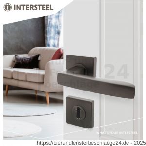 Intersteel Living 1712 Türdrücker Minos auf quadratische Rosette 55x55x10 mm mit BB-Rosetten anthrazitgrau - D26010382 - afbeelding 2