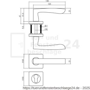 Intersteel Living 1712 Türdrücker Minos auf quadratische Rosette 55x55x10 mm mit PZ-Rosetten anthrazitgrau - D26010383 - afbeelding 2