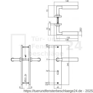 Intersteel Living 1742 Türdrücker Bau-Stil auf Schild 245x45 mm BB 78 mm anthrazitgrau - D26010402 - afbeelding 2