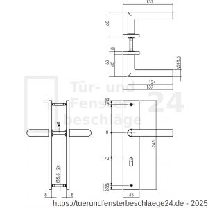 Intersteel Living 1743 Türdrücker Bastian auf Schild 245x45 mm BB 72 mm anthrazitgrau - D26010414 - afbeelding 2