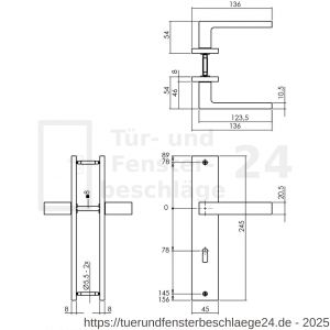 Intersteel Living 1744 Türdrücker Hera auf Schild 245x45 mm BB 78 mm anthrazitgrau - D26010428 - afbeelding 2