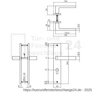 Intersteel Living 1744 Türdrücker Hera auf Schild 245x45 mm PZ 72 mm anthrazitgrau - D26010430 - afbeelding 2