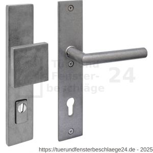 Intersteel 3962Z SKG3 Sicherheitsbeschlag rechteckig 250x50 mm Griff-Drücker Jura Profilzylinder Lochung 92 mm mit Kernziehschutz edelstahl vibriert - D26010849 - afbeelding 1