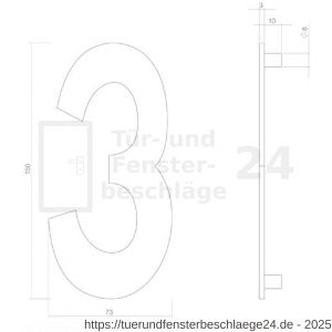 Intersteel 4020 Hausnummer 3 150 mm edelstahl vibriert - D26010837 - afbeelding 2