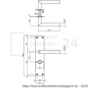 Intersteel Essentials 0583 Türdrücker Jura auf Schild 250x55x2 mm mit Bad-WC 78 mm und 8 mm stift Edelstahl gebürstet - D26008407 - afbeelding 2