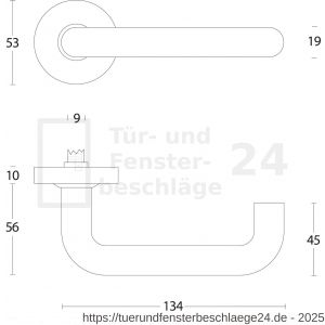 Intersteel Living 0758 Türdrücker Rund feuerhemmend PZ-Rosette Edelstahl gebürstet - D26005428 - afbeelding 2