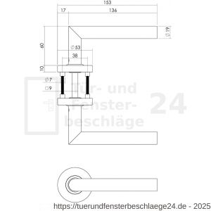 Intersteel Essentials 0763 Türdrücker 90 Grad auf PZ-Rosette Edelstahl gebürstet feuerhemmend - D26005430 - afbeelding 2