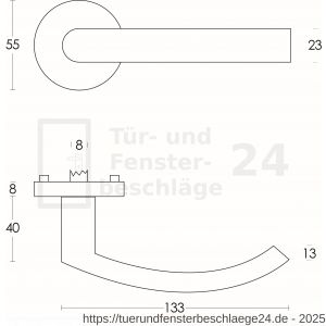 Intersteel Living 0906 Türdrücker Blok auf Rosette 55x8 mm mit BB-Rosetten Edelstahl gebürstet - D26000574 - afbeelding 2
