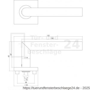 Intersteel Living 1242 Türdrücker Recht 90 Grad auf Rosette 53x53x8 mm EN 1906/4 mit Bad-WC 8 mm stift Edelstahl gebürstet - D26000521 - afbeelding 2