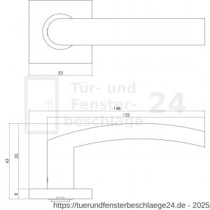 Intersteel Living 1248 Türdrücker Blok auf Rosette 53x53x8 mm EN 1906/4 mit BB-Rosetten Edelstahl gebürstet - D26000528 - afbeelding 2