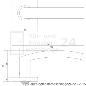 Intersteel Living 1248 Türdrücker Blok auf Rosette 53x53x8 mm EN 1906/4 mit PZ-Rosetten Edelstahl gebürstet - D26008463 - afbeelding 2