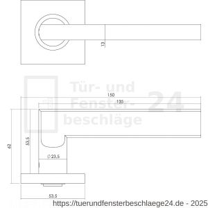 Intersteel Living 1252 Türdrücker 90 Grad flach auf Rosette 53x53x8 mm EN 1906/4 mit PZ-Rosetten Edelstahl gebürstet - D26008472 - afbeelding 2