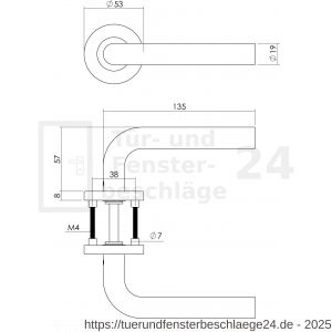 Intersteel Living 1270 Türdrücker Recht auf Rosette 53x8 mm EN 1906/4 mit BB-Rosetten Edelstahl gebürstet - D26005560 - afbeelding 2