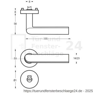Intersteel Living 1273 Türdrücker Ovale 90 Grad auf Rosette 53x8 mm EN 1906/4 mit Bad-WC 8 mm stift Edelstahl gebürstet - D26005593 - afbeelding 2