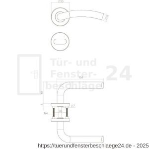Intersteel Living 1275 Türdrücker Lisa auf Rosette 53x8 mm EN 1906/4 mit Bad-WC 8 mm stift Edelstahl gebürstet - D26005609 - afbeelding 2