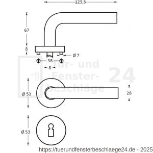 Intersteel Living 1279 Türdrücker Vlinder auf Rosette 53x8 mm EN 1906/4 mit BB-Rosetten Edelstahl gebürstet - D26000621 - afbeelding 2
