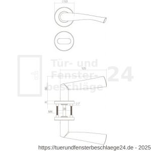 Intersteel Living 1279 Türdrücker Vlinder auf Rosette 53x8 mm EN 1906/4 mit Bad-WC 8 mm stift Edelstahl gebürstet - D26000622 - afbeelding 2