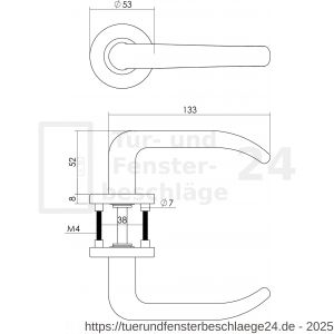 Intersteel Living 1282 Türdrücker Säbel auf Rosette 53x8 mm EN 1906/4 mit BB-Rosetten Edelstahl gebürstet - D26000633 - afbeelding 2