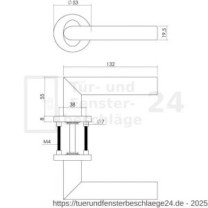 Intersteel Living 1283 Türdrücker Girona auf Rosette 53x8 mm EN 1906/4 mit PZ-Rosetten Edelstahl gebürstet - D26008493 - afbeelding 2