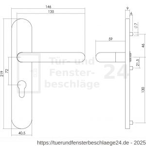 Intersteel Living 1295 Türdrücker Rund auf Schild mit Profilzylinder-Lochung 72 mm Edelstahl gebürstet - D26005656 - afbeelding 2