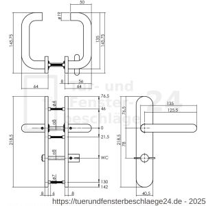 Intersteel Essentials 1295W Türdrücker Rund auf Schild mit Toiletten- und Badezimmerverriegelung 78 mm Edelstahl gebürstet - D26010726 - afbeelding 2