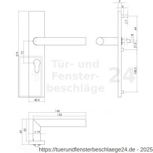 Intersteel Essentials 1307 Türdrücker 90 Grad Winkel auf rechteckigem Schild mit Profilzylinder-Lochung 72 mm Edelstahl gebürstet - D26005703 - afbeelding 2