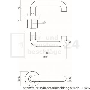 Intersteel Essentials 1315 Türdrücker Rund auf Rosette 55x8 mm EN 1906/4 mit BB-Rosetten Edelstahl gebürstet - D26005708 - afbeelding 2