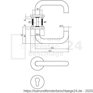 Intersteel Essentials 1315 Türdrücker Rund auf Rosette 55x8 mm EN 1906/4 mit PZ-Rosetten Edelstahl gebürstet - D26008517 - afbeelding 2