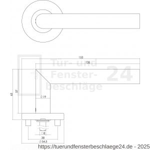 Intersteel Living 1317 Türdrücker Recht 90 Grad auf Rosette 55x8 mm EN 1906/4 mit PZ-Rosetten Edelstahl gebürstet - D26005716 - afbeelding 2
