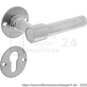 Intersteel Living 1670 Türdrücker L/L-model auf Rosette 50x2 mm mit PZ-Rosetten Edelstahl gebürstet - D26010684 - afbeelding 1