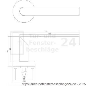 Intersteel Essentials 1951 Türdrücker Recht 90 Grad auf Rosette 50x10 mm mit Bad-WC 8 mm Edelstahl gebürstet - D26005808 - afbeelding 2