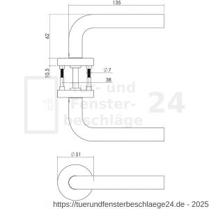 Intersteel Living 1952 Türdrücker Recht auf Rosette 50x10 mm mit PZ-Rosetten Edelstahl gebürstet - D26005810 - afbeelding 2