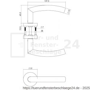 Intersteel Essentials 1953 Türdrücker Halbrund 90 Grad auf Rosette 50x10 mm mit PZ-Rosetten Edelstahl gebürstet - D26005816 - afbeelding 2