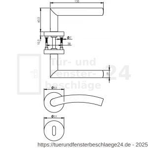 Intersteel Living 1954 Türdrücker Lisa 90 Grad auf Rosette 50x10 mm mit BB-Rosetten Edelstahl gebürstet - D26005820 - afbeelding 2