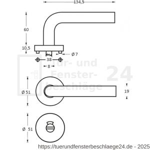 Intersteel Living 1954 Türdrücker Lisa 90 Grad Rosette 50x10 mm mit Bad-WC 8 mm Edelstahl gebürstet - D26005825 - afbeelding 2